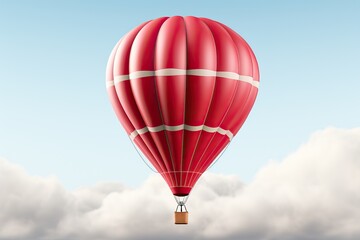 Fototapeta premium Red hot air balloon for flying with people on a white background.