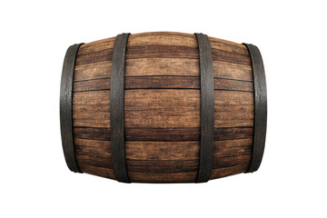 Wooden Barrel with Metal Hoops in Rustic Style for Storage Concept