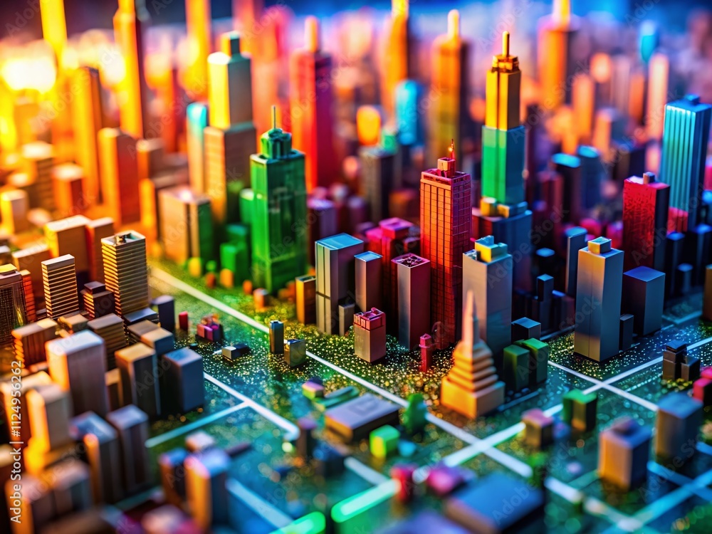 Poster captivating tilt-shift photography poster illustrating machine learning and deep learning concepts w
