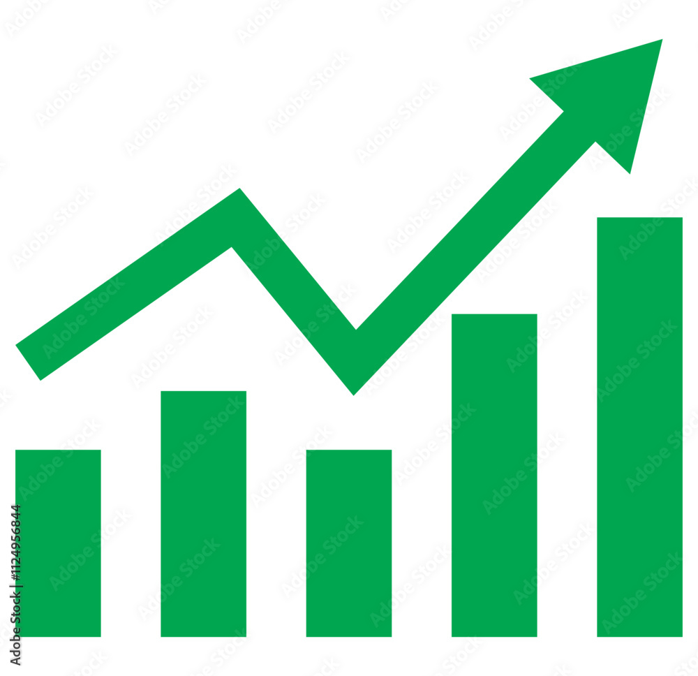 Poster growing graph icon set. vector illustration. set of growing bar graph. business chart with arrow. gr
