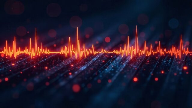 Graphs of sound waves used in audiology, hearing tests, images of sound waves, spectrograms, and acoustic visualizations on a dark background