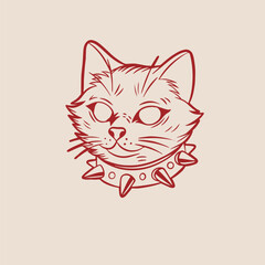 Cat Head Vector Art Illustration