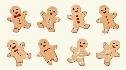 Fototapeta premium Gingerbread Cookie Vector Stamps