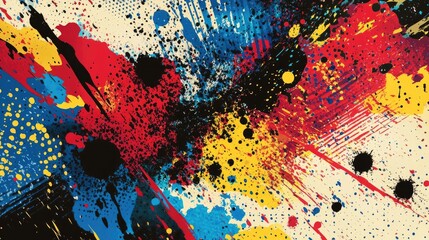 Vibrant Abstract Art Background with Bold Colors and Splashes