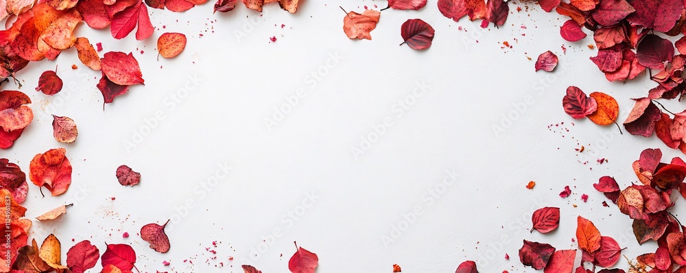 Aufkleber autumn leaves framing white background creating copy space