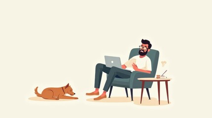 Bearded Man in Glasses Illustration