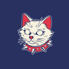 Cat Head Vector Art Illustration