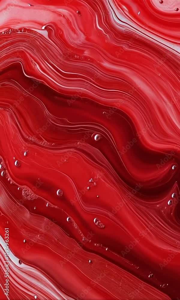 Poster red abstract texture with waves and bubbles captured in intricate detail