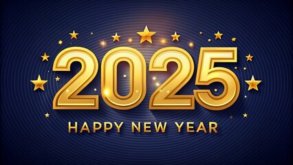 happy new year background with the text 2025 in golden color isolated on dark background 