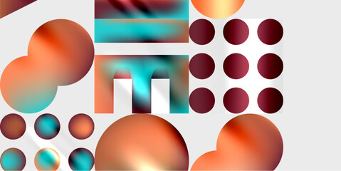 Simple shapes - circles, triangles, rectangles abstract background. Vector Illustration For Wallpaper, Banner, Background, Card, Book Illustration, landing page