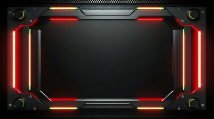 Futuristic black frame with red and green neon lights.