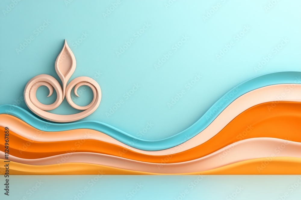 Aufkleber A clean vector of the Aum symbol with flowing lines, set against a gradient background of soft pastel colors