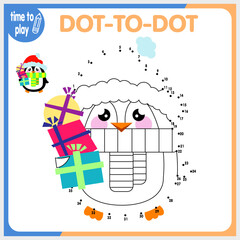 children's educational game. logic game. connect the dots by numbers. handwriting training. coloring book. New Year. Christmas.	
