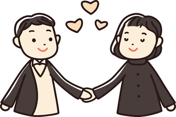 Boy and a girl holding hands