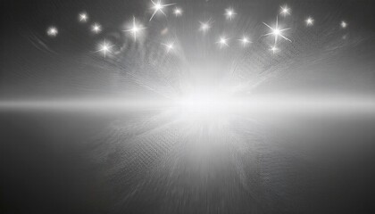Celestial Convergence: A grayscale abstract image depicting a radiant burst of light and stars, creating a mystical and ethereal atmosphere.  