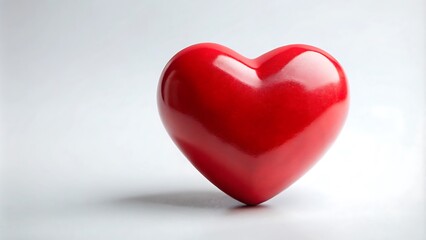 Fototapeta premium 3d shiny red heart on white background