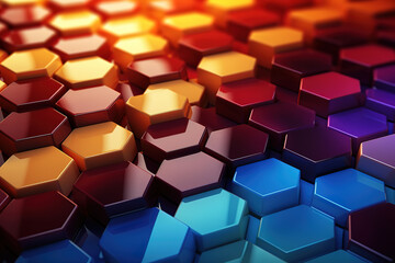Fantastic Futuristic technology hexagon pattern glowing glossy abstract background texture