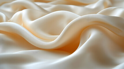 Obraz premium Close-up of soft, flowing, creamy beige silk fabric with elegant, smooth waves and curves.
