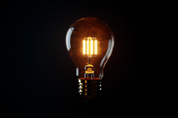 a burning light bulb as a symbol of the emergence of an idea