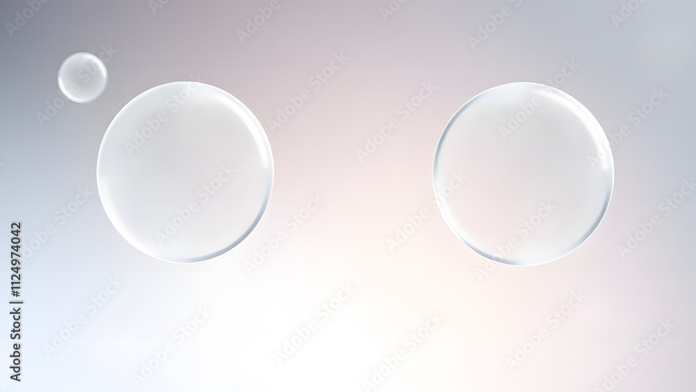 Aufkleber dynamic frosted glass shapes with faint texture, layered over a gradient with tiny bokeh particles