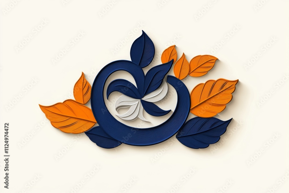 Poster a flat design of the aum symbol combined with a lotus flower, illustrated with elegant simplicity an