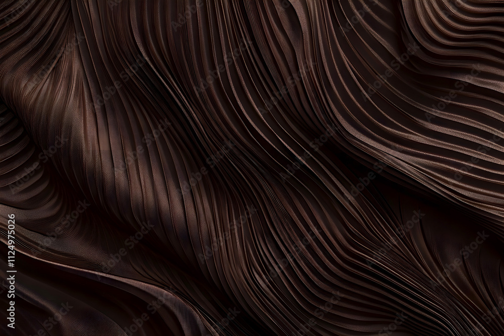 Poster abstract textured waves in rich mocha brown tones, creating a flowing, dynamic pattern with a luxuri