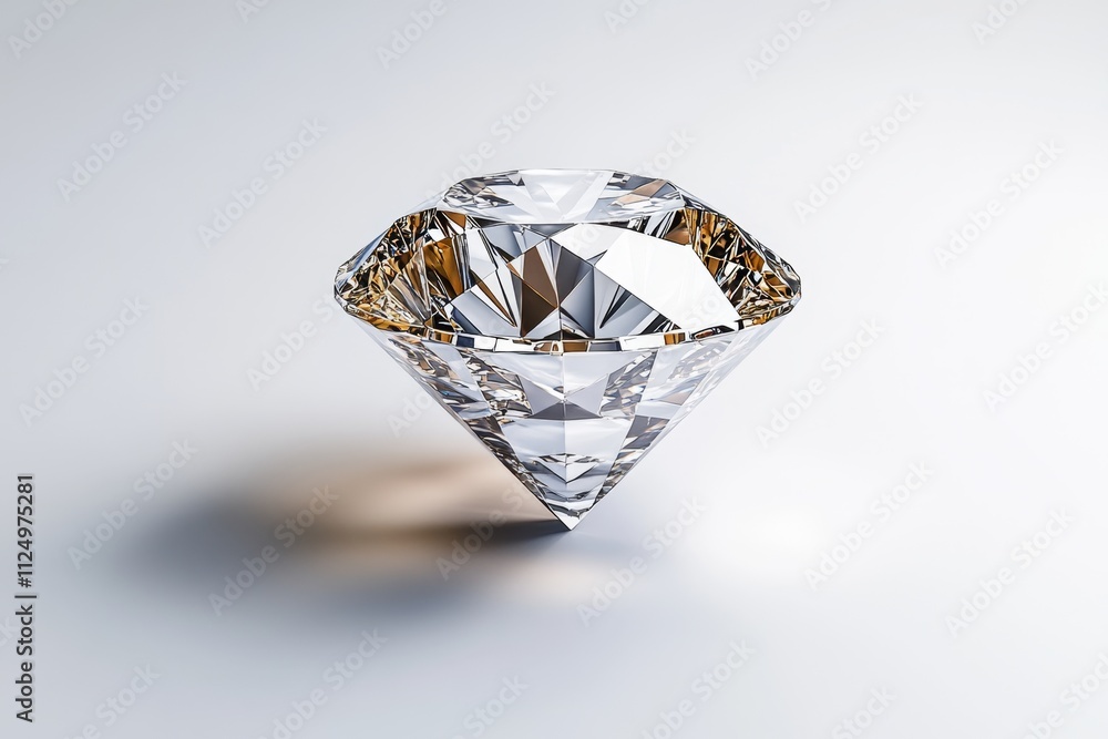 Poster A geometric representation of a diamond in a simple isometric view, with a focus on symmetry and clean design