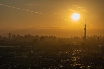 東京都心と夕焼け/Tokyo and sunset