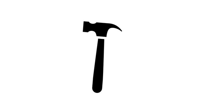 Hammer icon animation on white background
