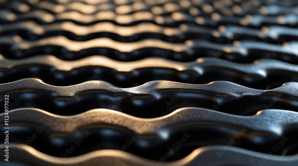 Poster Wavy black surface creating an abstract pattern with highlights