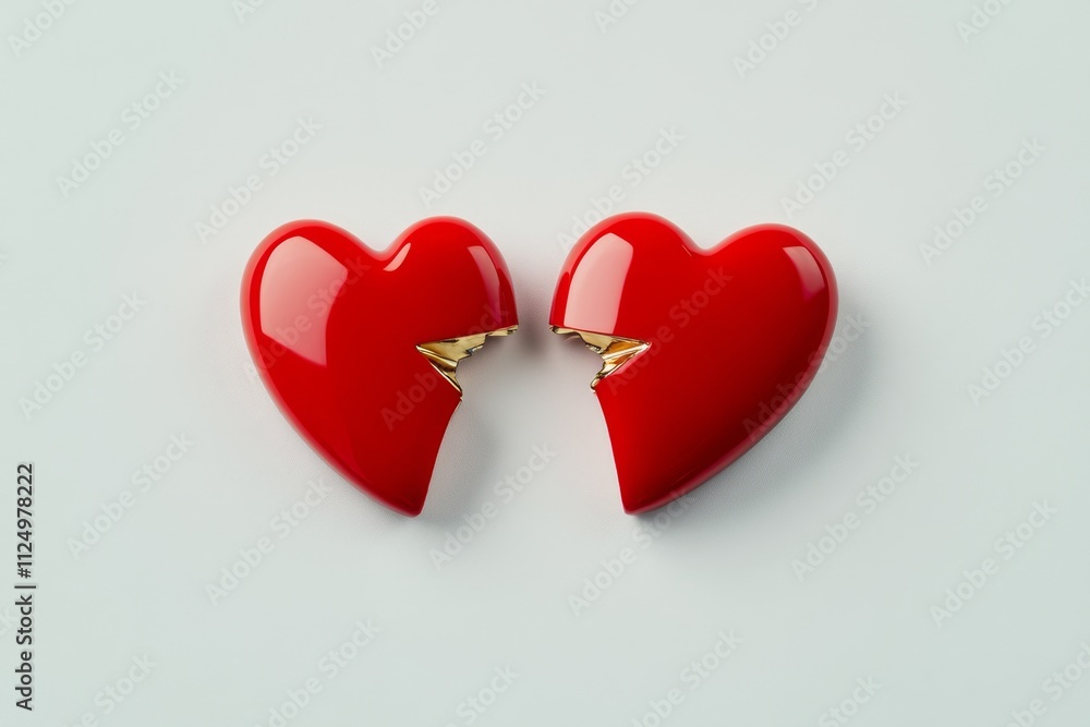 Aufkleber A minimalist design of a broken heart symbol, split into two halves with subtle shading and a clean background