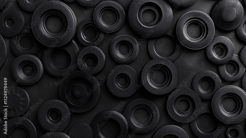 Poster black concentric circles creating textured background design
