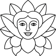 Abstract Face With Flower Icon Clipart Vector Illustration