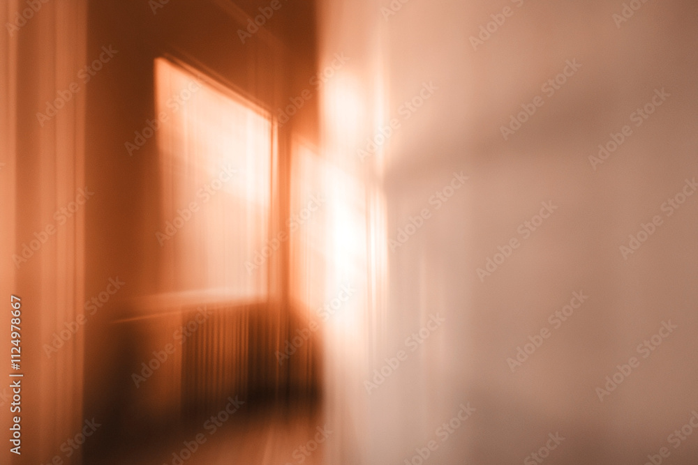 Poster abstract blurred light and shadow in warm mocha tones, creating a soft, atmospheric composition with
