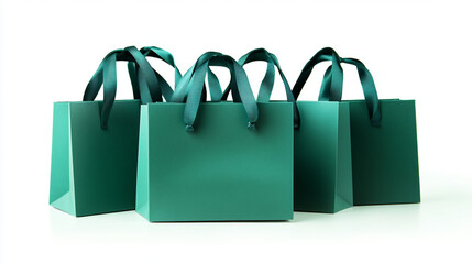 green shopping bags, white background