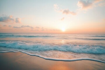 Fototapeta premium Serene Sunset Over Gentle Ocean Waves