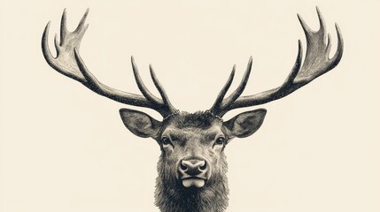 Majestic deer with impressive antlers in detailed illustration