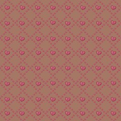 Seamless Pattern of Hearts Cells on Mocha Mousse Background