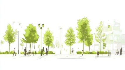 Urban park design illustration showcasing community spaces