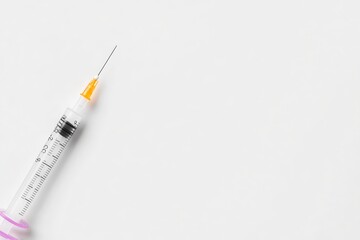 Two Sterile Syringes with Needles on White Background, Medical Equipment Concept