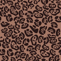 Seamless Pattern of Big Jaguar Print on Mocha Mousse Background