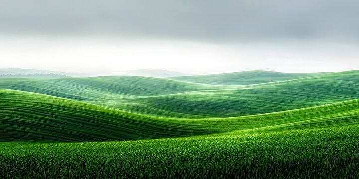 Large green field with a few trees in the background - Powered by Adobe