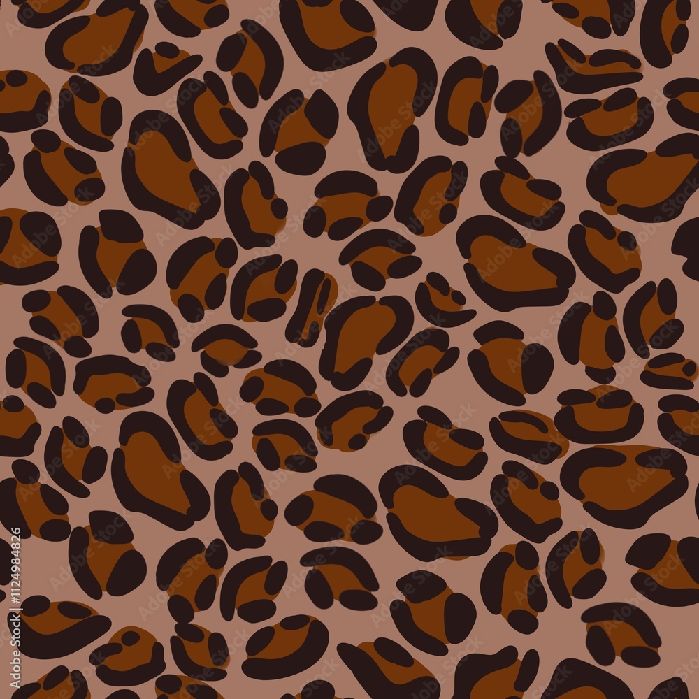 Poster seamless pattern of big leopard print on mocha mousse background