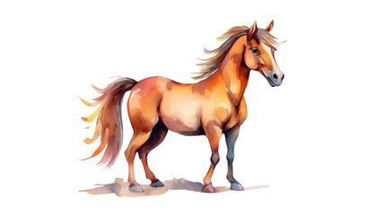 Obraz premium Watercolor Painting of a Chestnut Horse Equine Art Animal Illustration