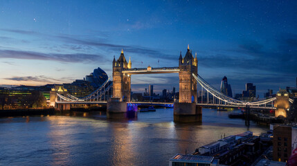 skyline tower bridge at night