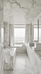 Fototapeta premium Luxurious Marble Bathroom with Expansive Views