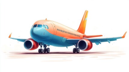 Obraz premium funny airplane , kids illustrations , cartoonish , white background