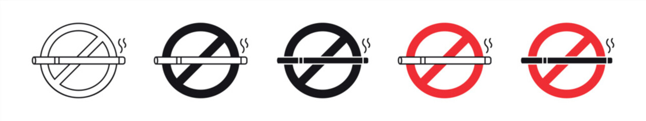 no smoking area icon set. prohibition smoking sign icon. vector illustration