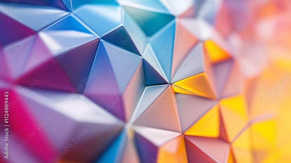 Poster colorful low poly triangular geometric background reflecting light