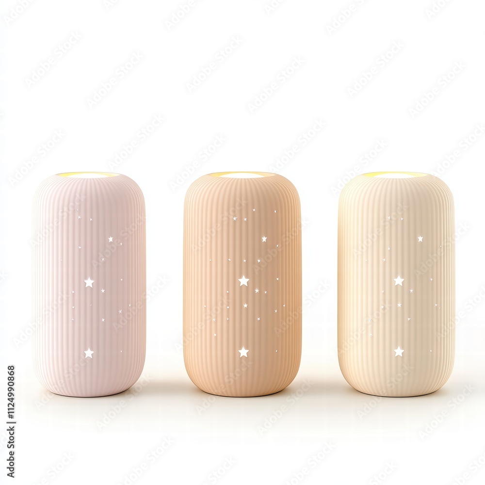 Poster elegant decorative lanterns in soft pastel colors, perfect for creating a cozy atmosphere in any spa
